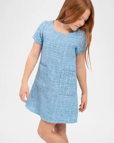 Zoe Kids' Girl's Hadley Tweed Shift Dress In Blue