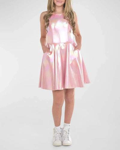 Zoe Kids' Girl's Iridescent Dress W/ Pockets In Pink