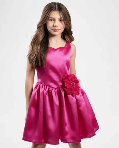 Zoe Kids' Girl's Jennifer Sweetheart Floral Applique Dress In Pink