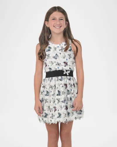 Zoe Kids' Girl's Kayla Butterfly Printed Dress In Multi