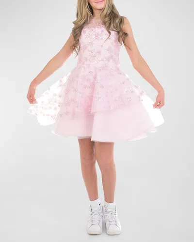 Zoe Kids' Girl's Kris Sequin Trim Dress In Pink