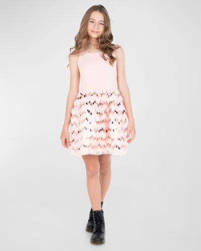 Zoe Kids' Girl's Maya Knit Sequin Dress In Pink
