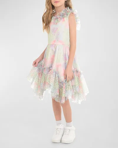 Zoe Kids' Girl's Sadie Tie Dye Asymmetrical Dress In Multi