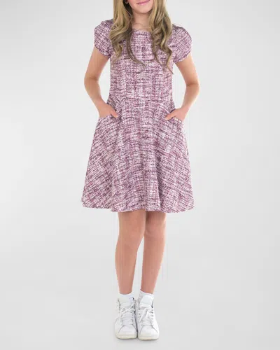 Zoe Kids' Girl's Tweed Dress W/ Pockets In Multi