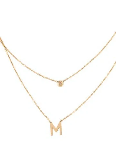 Pre-owned Zoe Lev 14k Diamond Initial "m" Pendant Necklace, 15.25" In Multicolor