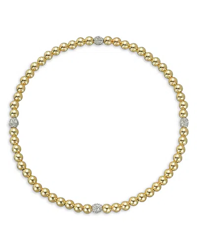 Zoe Lev 14k White & Yellow Gold Diamond Accent Station Beaded Stretch Bracelet In Gold/white