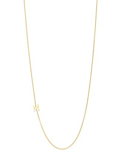 Zoe Lev 14k Yellow Gold Asymmetrical Initial Pendant Necklace, 18l In M/gold
