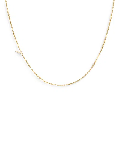 Zoe Lev 14k Yellow Gold Asymmetrical Initial Pendant Necklace, 18l In V/gold