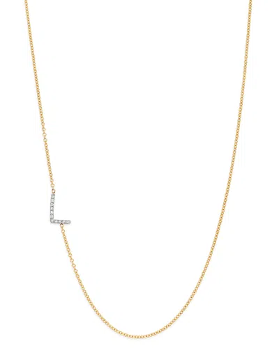 Zoe Lev 14k Yellow Gold Diamond Asymmetric Initial Necklace, 18 In L/gold