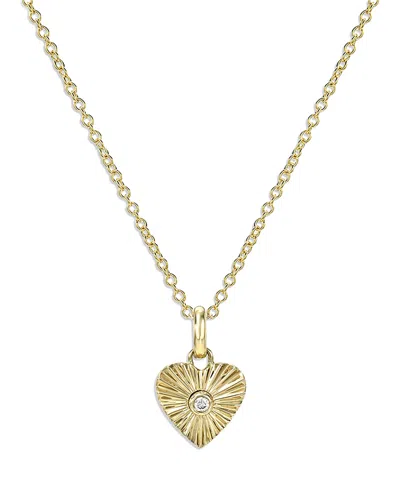 Zoe Lev 14k Yellow Gold Diamond Bezel One Love Heart Pendant Necklace, 16-18