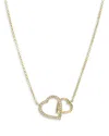 Zoe Lev 14k Yellow Gold Diamond Double Heart Pendant Necklace, 16-18 In Gold
