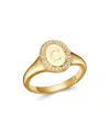 Zoe Lev 14k Yellow Gold Diamond Initial Signet Ring In C/gold
