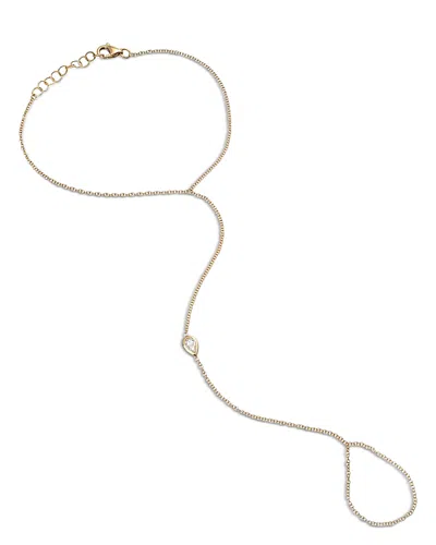Zoe Lev 14k Yellow Gold Diamond Pear Shape Bezel Hand Chain Bracelet