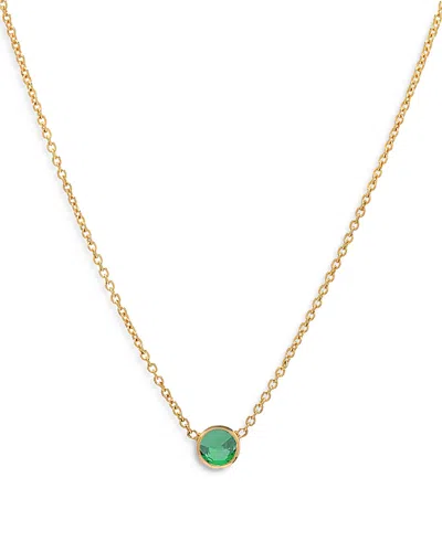 Zoe Lev 14k Yellow Gold Emerald Birthstone Solitaire Pendant Necklace, 16-18