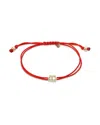 Zoe Lev 14k Yellow Gold Fortune Diamond Initial Red Cord Bolo Bracelet
