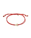 Zoe Lev 14k Yellow Gold Fortune Diamond Initial Red Cord Bolo Bracelet In A