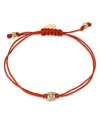 Zoe Lev 14k Yellow Gold Fortune Red Cord Slider Bracelet In Red