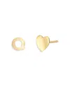 Zoe Lev 14k Yellow Gold Heart & Initial Stud Earrings In Q/gold
