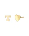 Zoe Lev 14k Yellow Gold Heart & Initial Stud Earrings In T/gold
