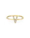 Zoe Lev 14k Yellow Gold Initial Diamond Ring In V/gold