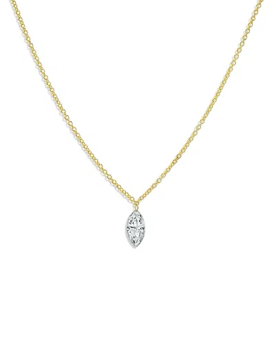 Zoe Lev 14k Yellow Gold Lab Grown Diamond Marquis Solitaire Pendant Necklace, 16-18