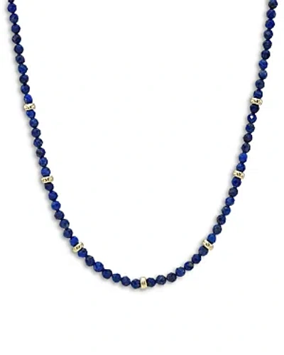 Zoe Lev 14k Yellow Gold Lapis Bead Statement Necklace, 16-18 In Blue/gold