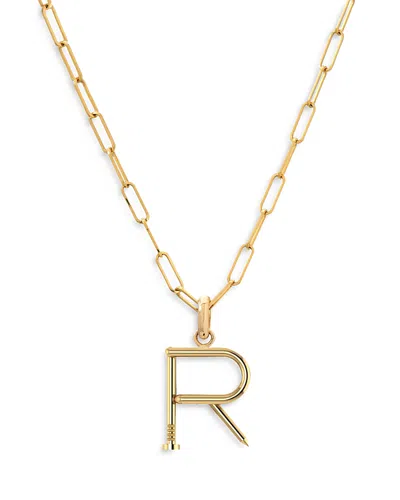 Zoe Lev 14k Yellow Gold Large Nail Initial Necklace, 18 In R/gold