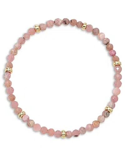 Zoe Lev 14k Yellow Gold Pink Rhodochrosite Bead Bracelet In Pink/gold