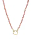 Zoe Lev 14k Yellow Gold Pink Rhodochrosite Charm Enhancer Pendant Necklace In Pink