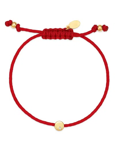 Zoe Lev 14k Yellow Gold Red Disc Fortune Diamond Bracelet In Gold/red