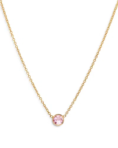 Zoe Lev 14k Yellow Gold Rose Zircon Birthstone Solitaire Pendant Necklace, 16-18