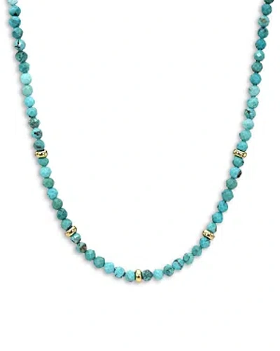 Zoe Lev 14k Yellow Gold Turquoise Bead Statement Necklace, 16-18 In Blue