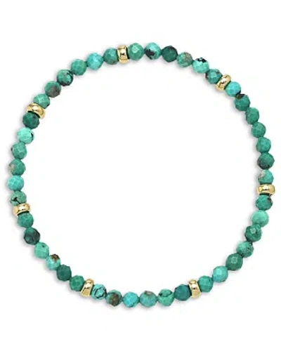 Zoe Lev 14k Yellow Gold Turquoise Beaded Bracelet In Blue/gold