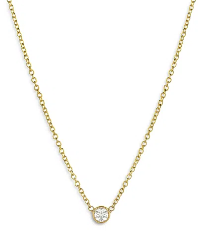ZOE LEV 14K YELLOW SMALL BEZEL DIAMOND NECKLACE, 16-18
