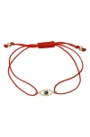 Zoe Lev Diamond & Sapphie Evil Eye Friendship Bracelet In Red