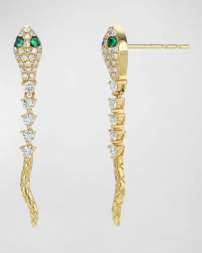 Zoe Lev Jewelry 14k Diamond Snake Stud Earrings In Gold