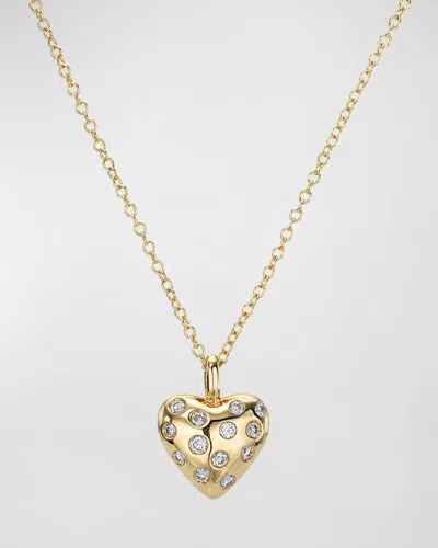 Zoe Lev Jewelry 14k Gold And Diamond Domed Heart Necklace