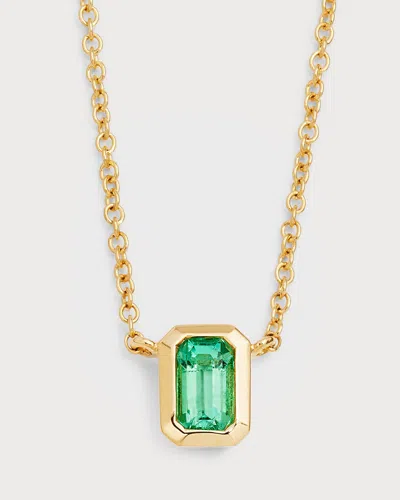 Zoe Lev Jewelry 14k Gold Emerald-cut Emerald Necklace In Green