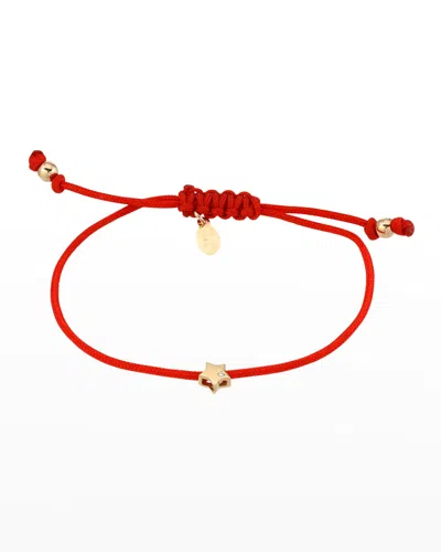 Zoe Lev Jewelry 14k Gold Star Fortune Bracelet In Red