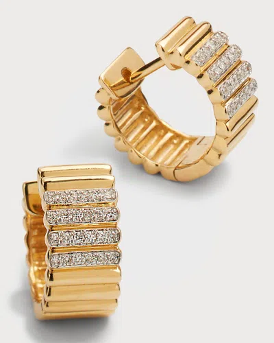 Zoe Lev Jewelry Diamond Thick Notched Huggie Earrings In Gold