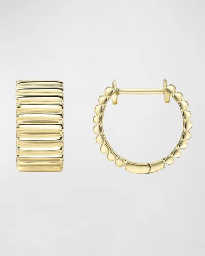 Zoe Lev Jewelry Yellow Gold Thick Notched Huggie Earrings