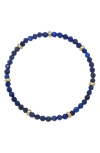 Zoe Lev Lapis Lazuli & 14k Gold Stretch Beaded Bracelet In Blue