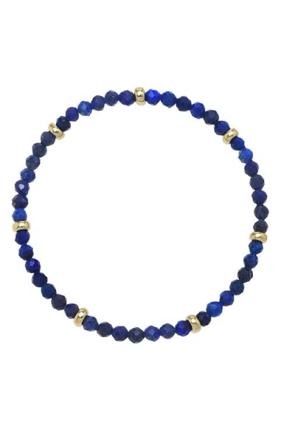 Zoe Lev Lapis Lazuli & 14k Gold Stretch Beaded Bracelet In Blue