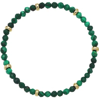 Zoe Lev Malachite & 14k Gold Stretch Beaded Bracelet In Green