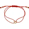 Zoe Lev Open Heart Fortune Bracelet In Red