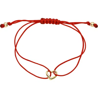 Zoe Lev Open Heart Fortune Bracelet In Red