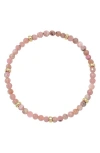 Zoe Lev Rhodochrosite & 14k Gold Stretch Beaded Bracelet In Pink