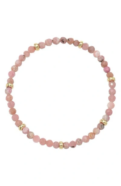 Zoe Lev Rhodochrosite & 14k Gold Stretch Beaded Bracelet In Pink