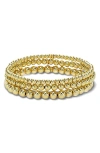Zoe Lev Set Of 3 Stretch Beaded Bracelets In Gold