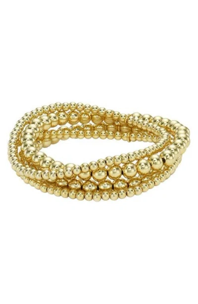 Zoe Lev Set Of 4 Assorted Stretch Beaded Bracelets In Gold